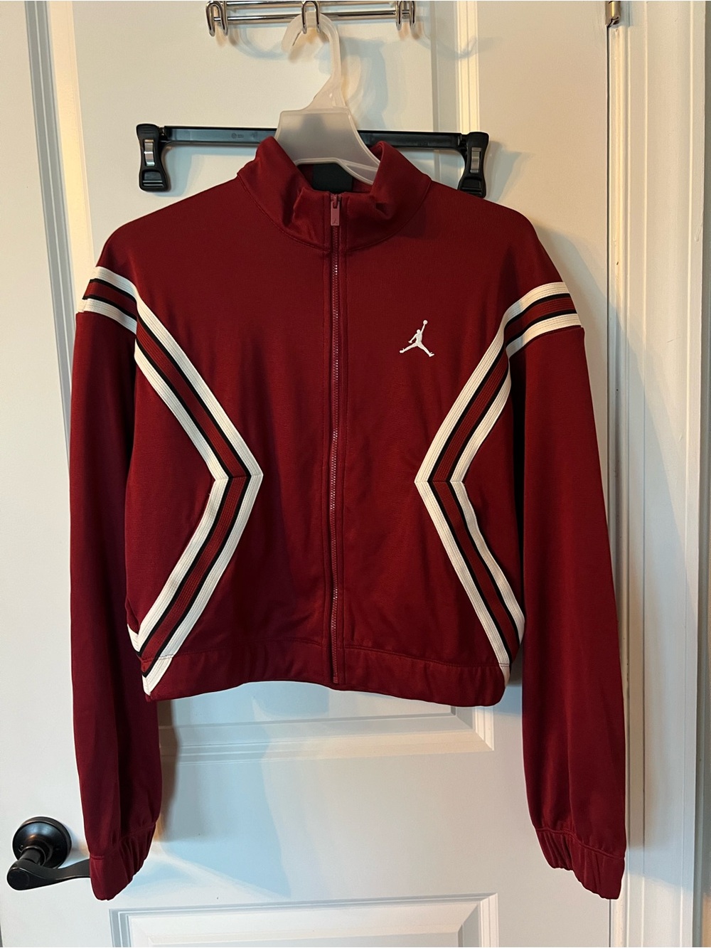 Jordan Maroon Full-Zip Track Suit with White Chevron Stripes